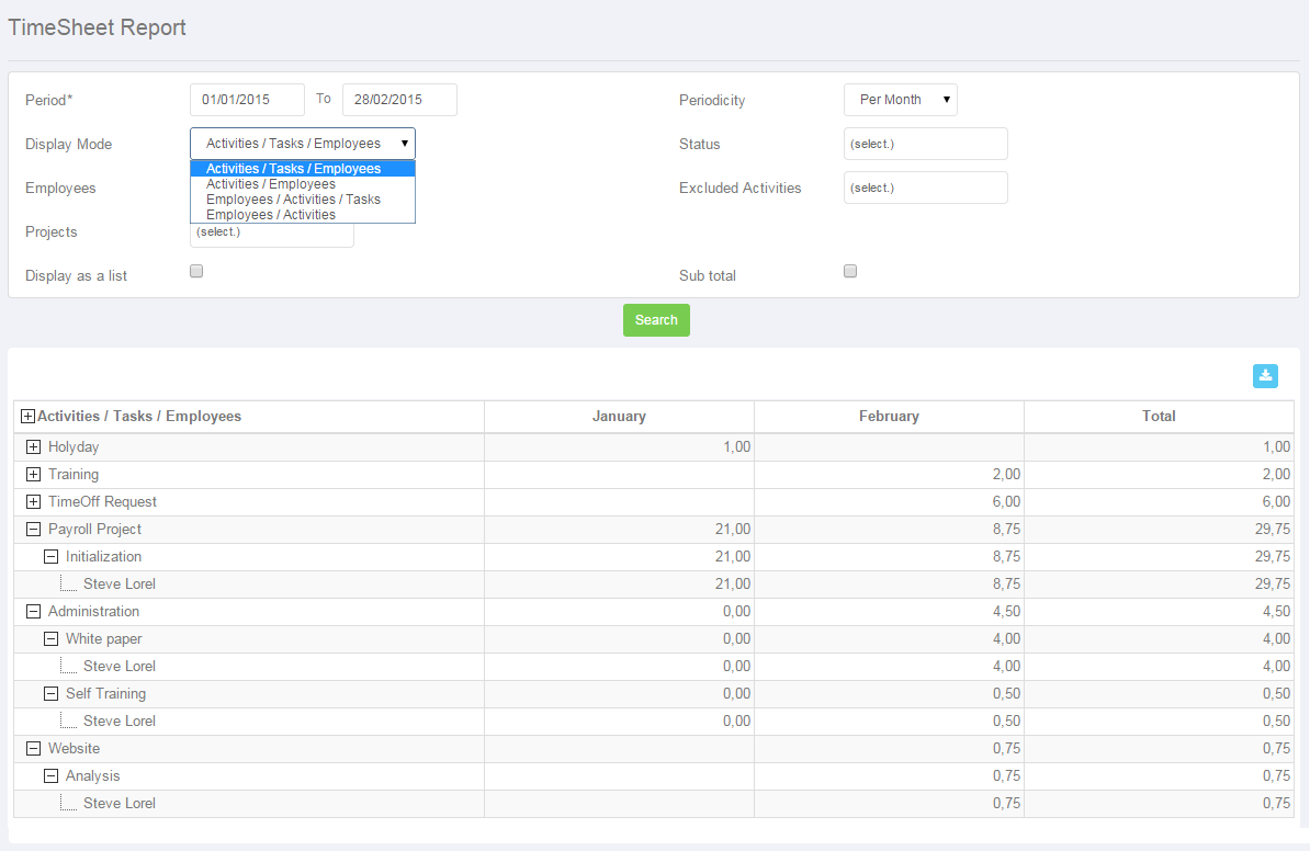 timesheet reporting