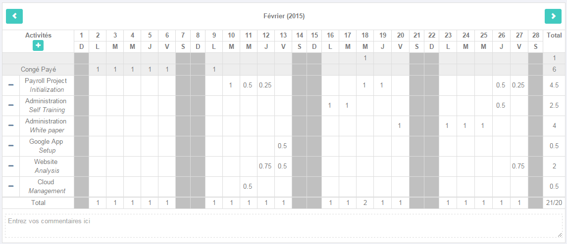 Timesheet entry